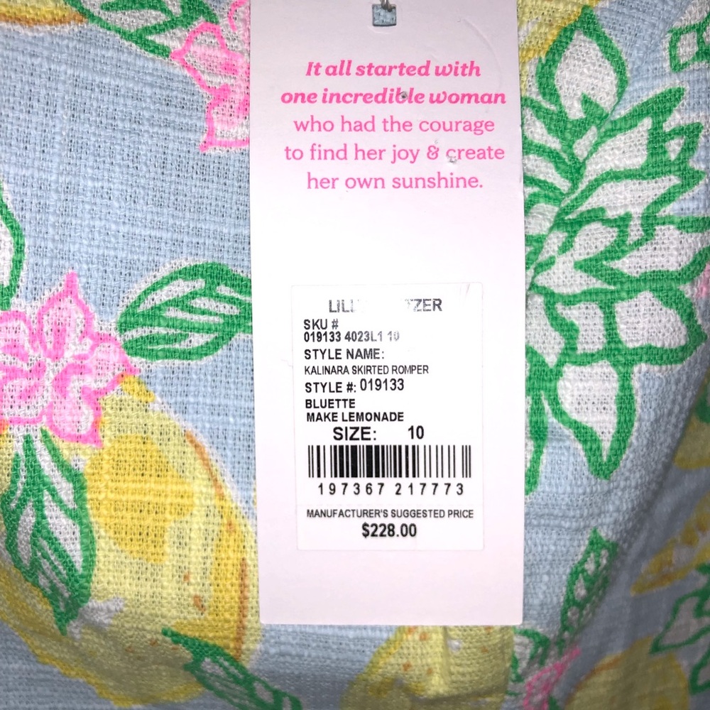 NWT Lilly Pulitzer Kalinara Skirted Romper Bluette Make Lemonade Print Size 10 - Picture 5 of 9
